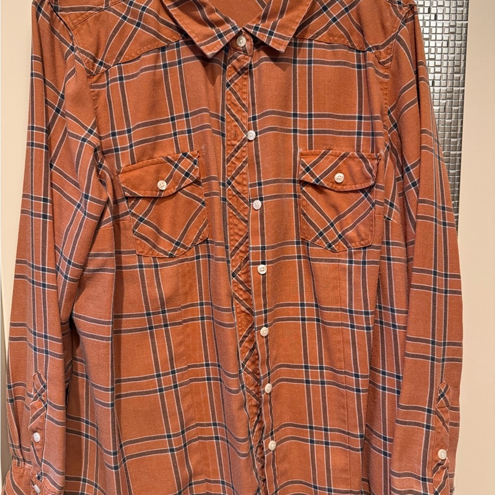 Torrid Women's Rust Plaid Button Down Shirt